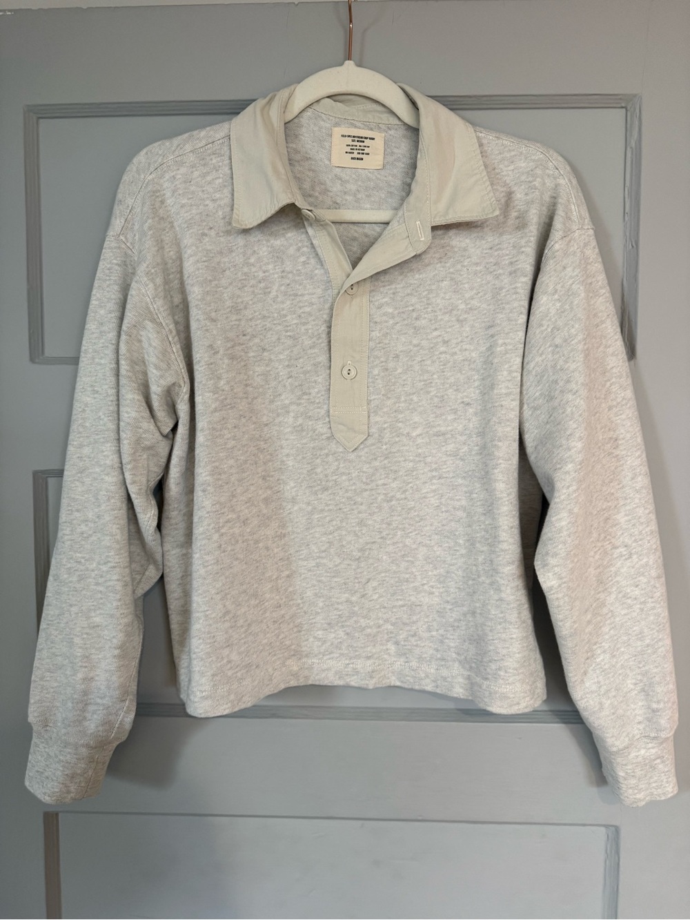 Buck Mason Field Spec Boyfriend Crop Rugby Polo